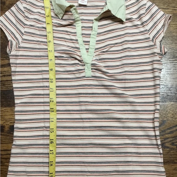 Guess Striped Short Sleeve Top - Cream and Brown - Picture 4 of 7